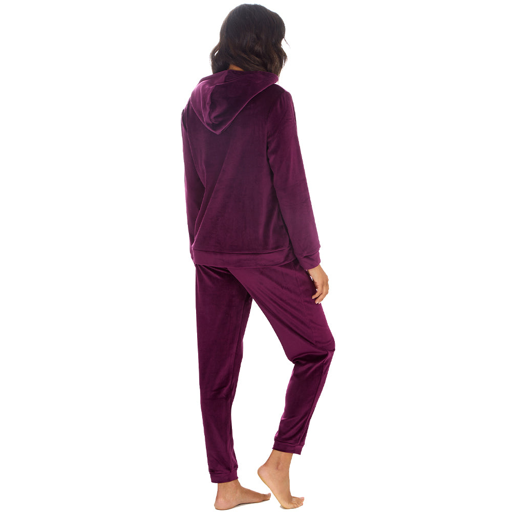 Ladies Plum Hooded Lounge Set