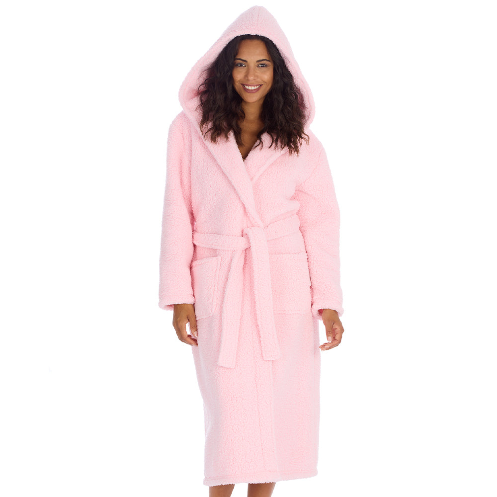 Ladies Baby Pink Teddy Fleece Dressing Gown