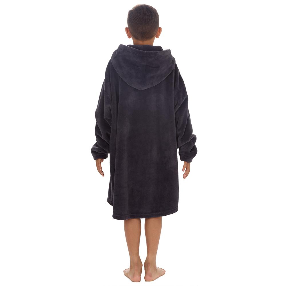 Boys Charcoal Coral Fleece Blanket Hoodie