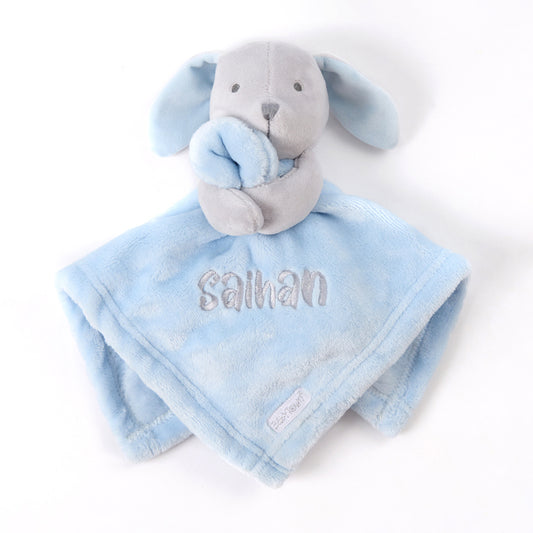 Personalised Baby Blue Bunny Comforter