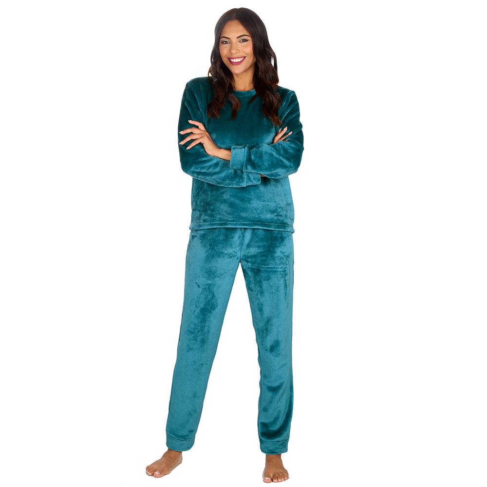 Ladies Teal Fleece Pyjama Set