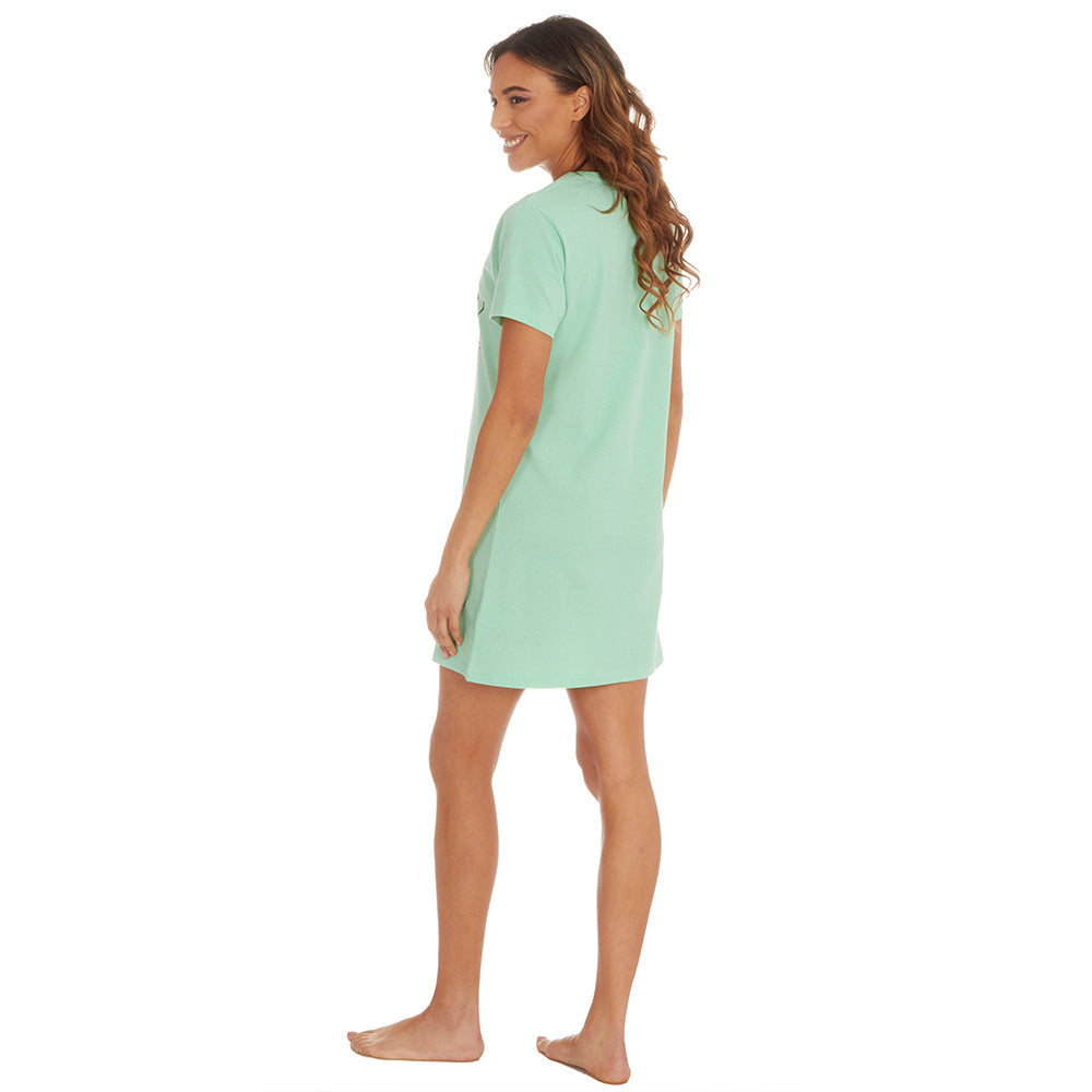 Ladies Short Sleeve Brunch Club Print Nightie
