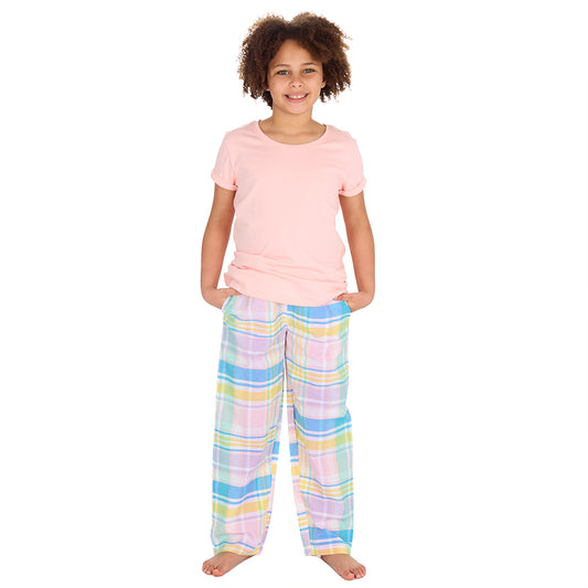 Girls Pastel Coral Long Pants Pyjama Set