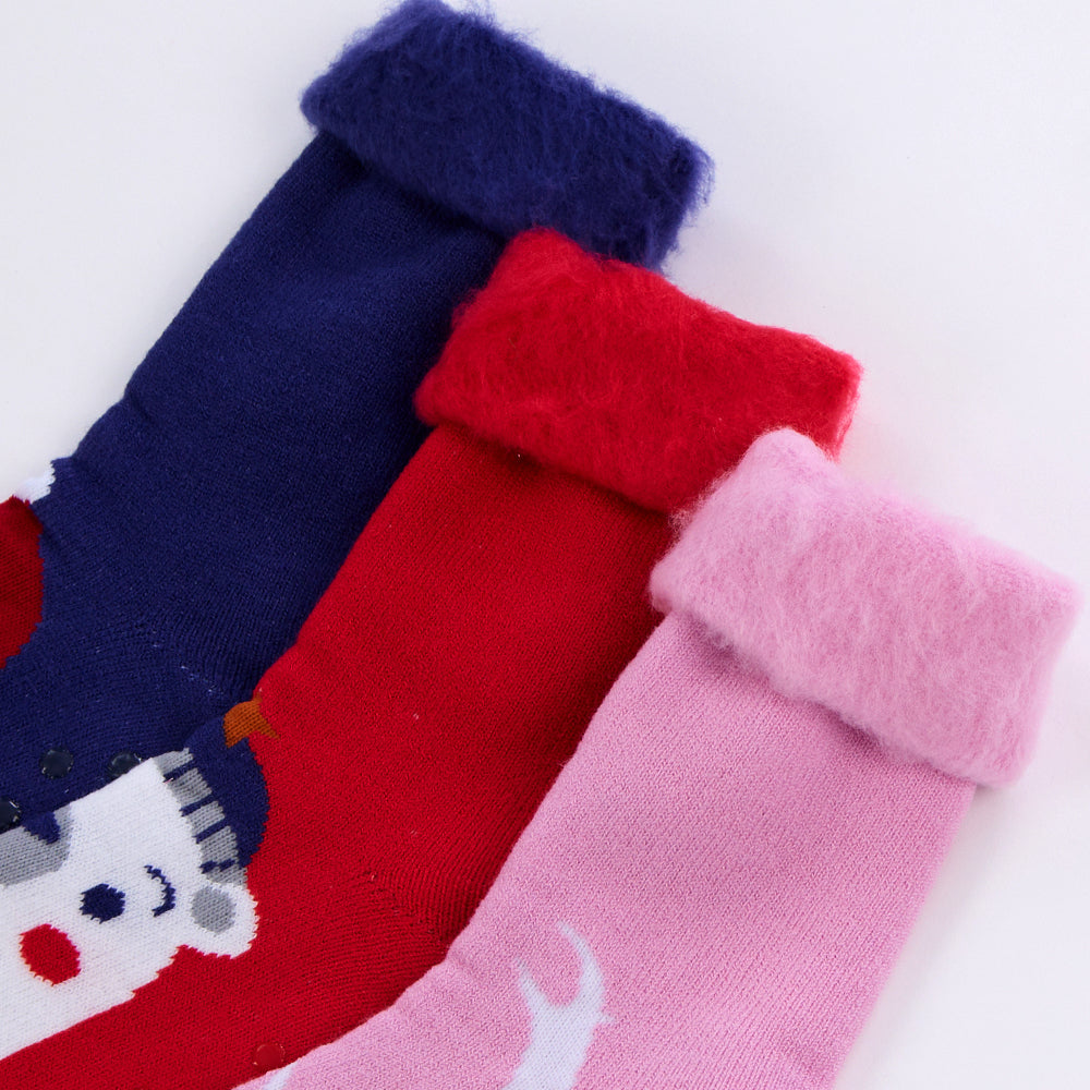Ladies 3 Pairs Christmas Thermal Bed Socks
