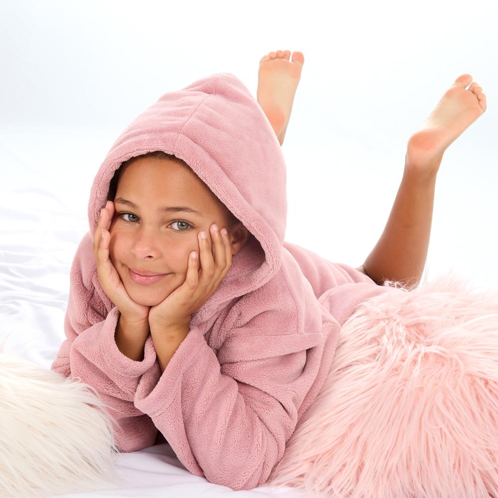 Girls Blush Coral Fleece Blanket Hoodie
