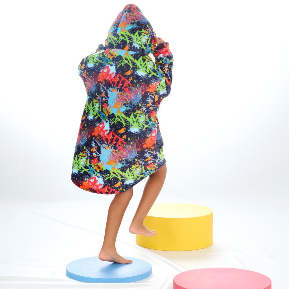 Girls Skater Graffiti Blanket Hoodie