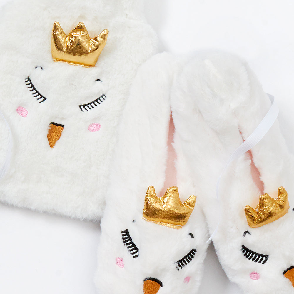 Swan Hot Water Bottle and Slippers Set