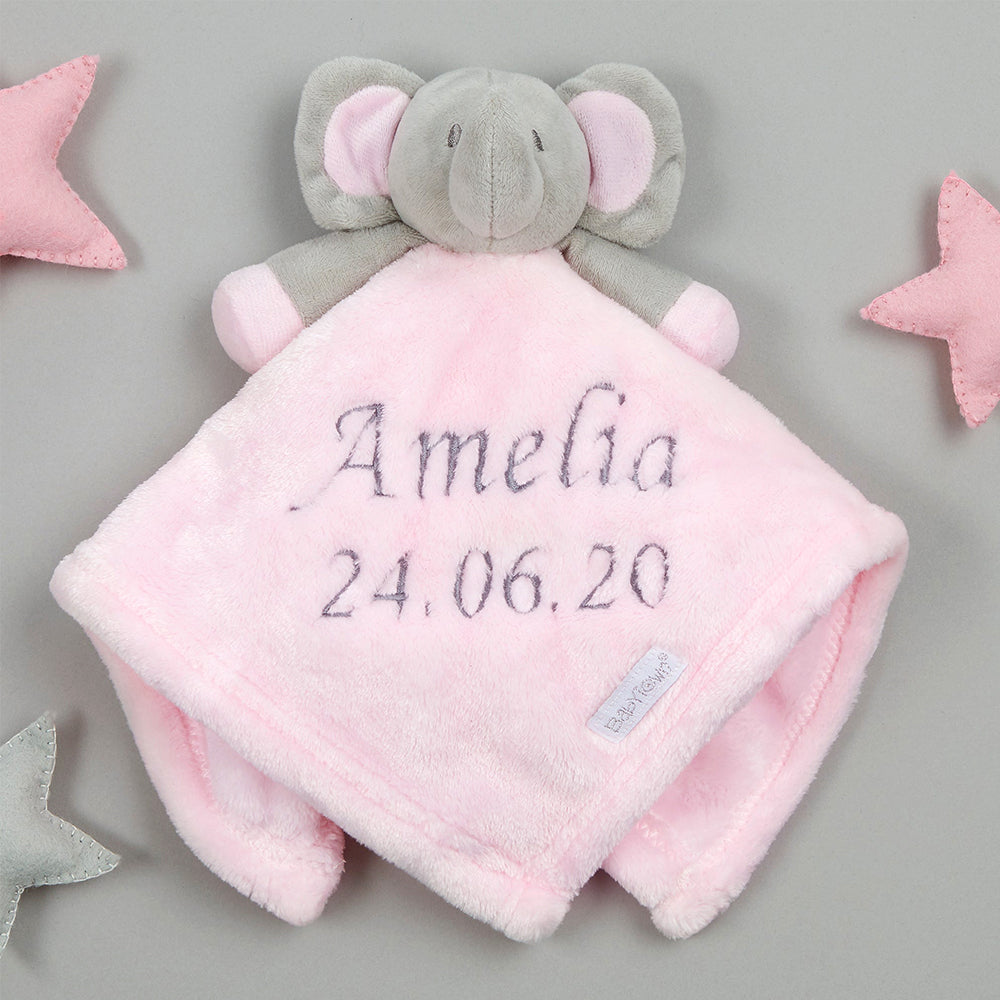Personalised Baby Pink Elephant Comforter