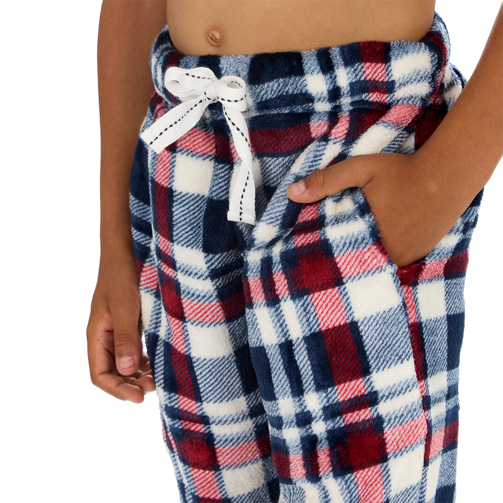 Boys Burgundy Check Fleece Pyjama Bottoms