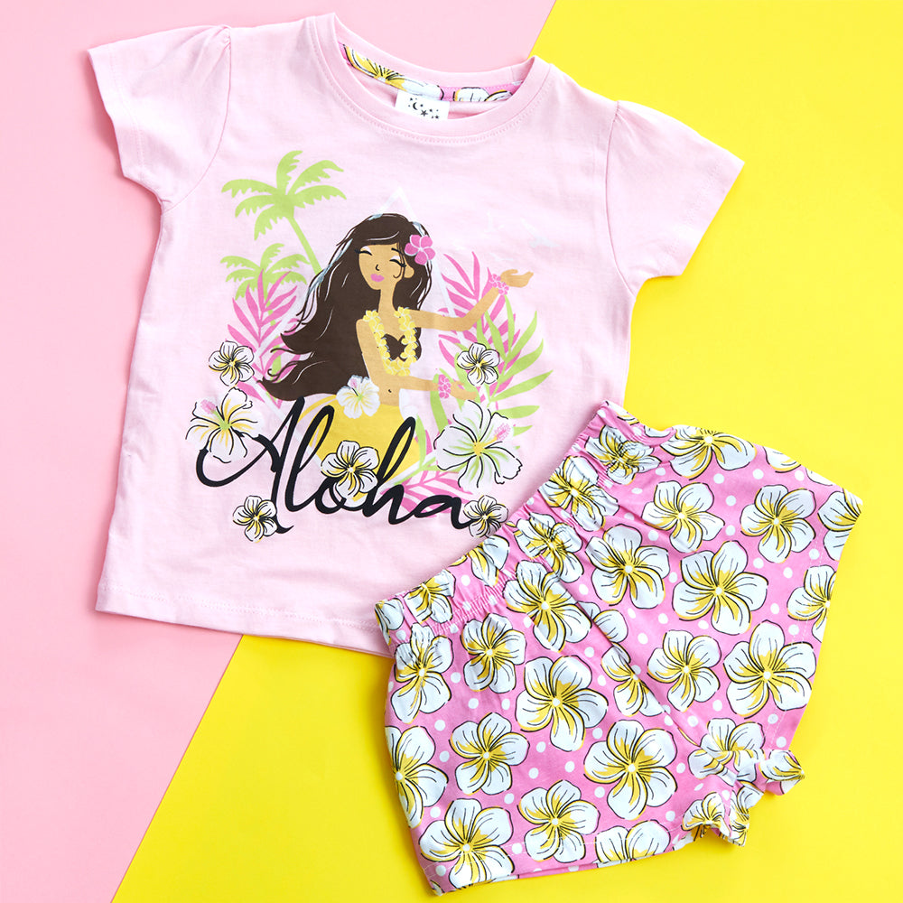 Girls Aloha Floral Short Pyjama Set