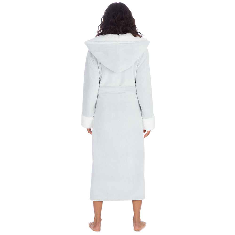 Personalised Ladies Frosted Grey Long Hooded Dressing Gown