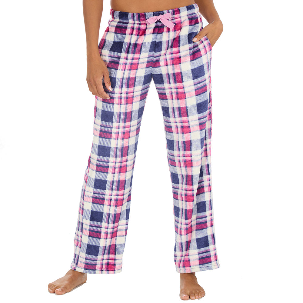 Ladies Blue Check Fleece Pyjama Bottoms