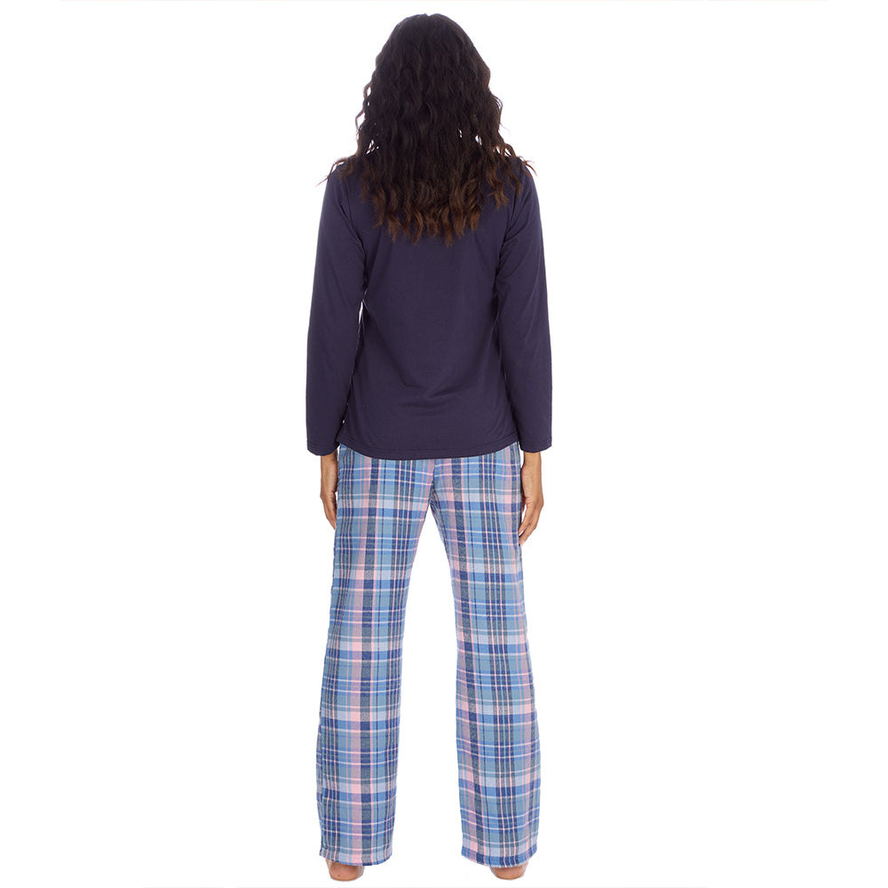 Ladies Denim Check Jersey Pyjama Set