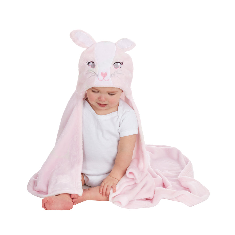 Baby Pink Bunny Hooded Wrap Blanket