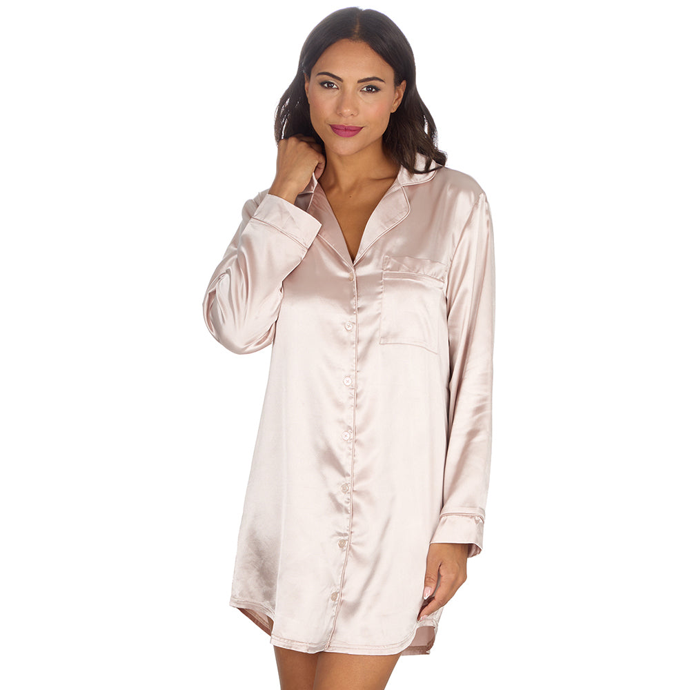 Ladies Gold Silky Satin Nightshirt