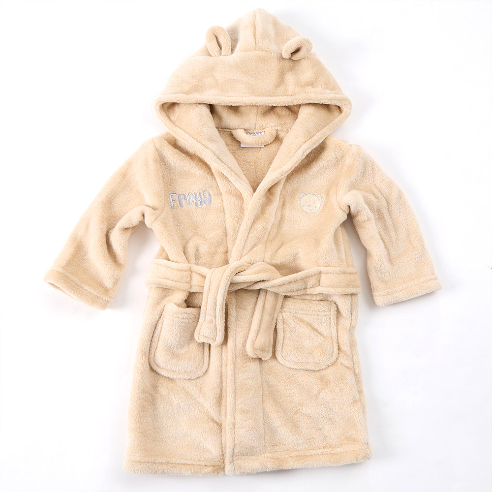 Personalised Baby Toffee Bear Ears Dressing Gown