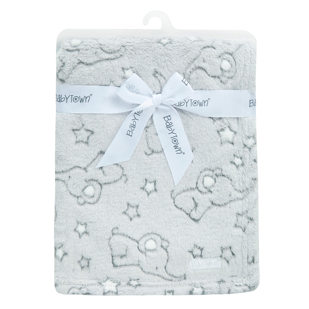 Baby Grey Elephant Jacquard Blanket