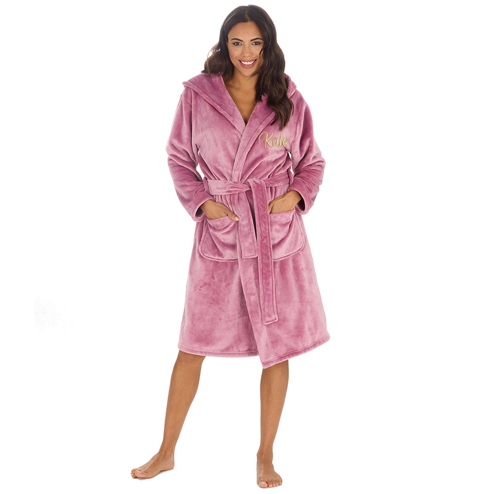 Personalised Ladies Shimmer Blush Pink Dressing Gown