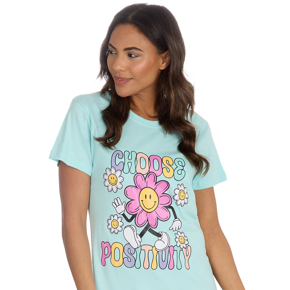 Ladies Short Sleeve Positivity Print Nightie