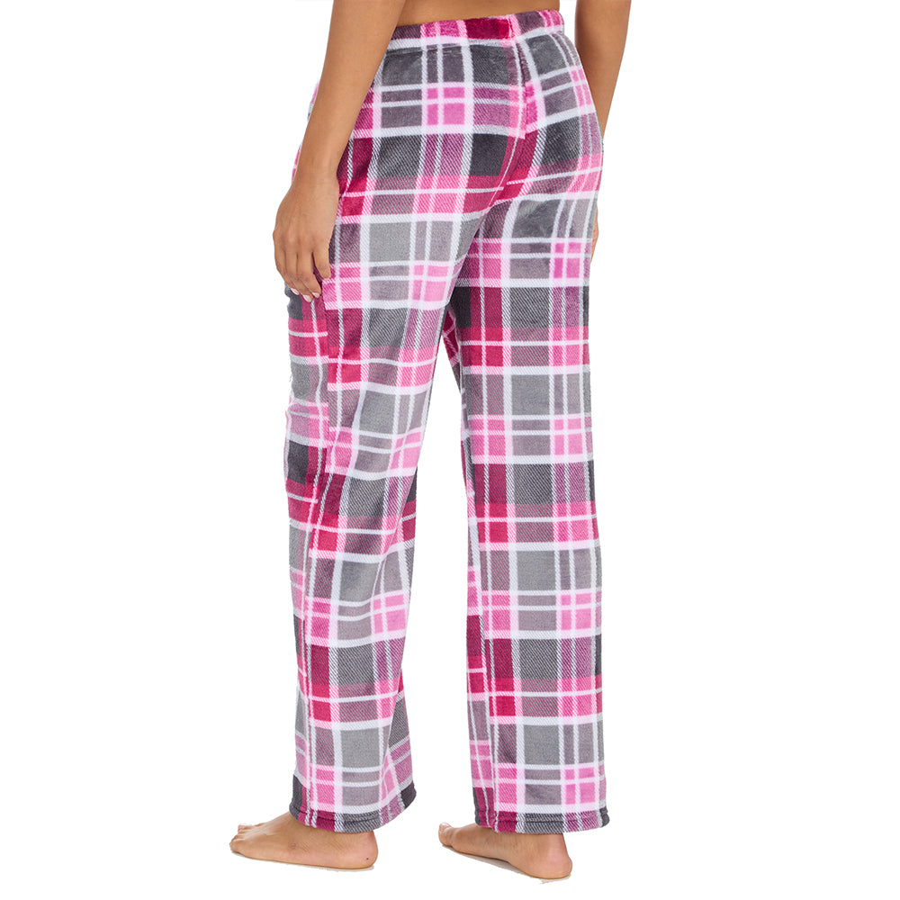 Ladies Pink Check Fleece Pyjama Bottoms