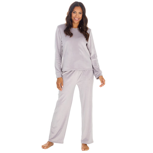Ladies Silver Shimmer Fleece Pyjama Set