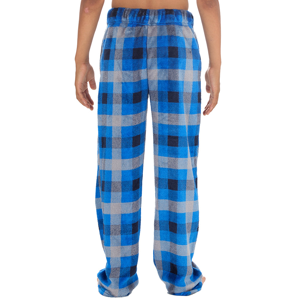 Boys Blue Check Fleece Pyjama Bottoms
