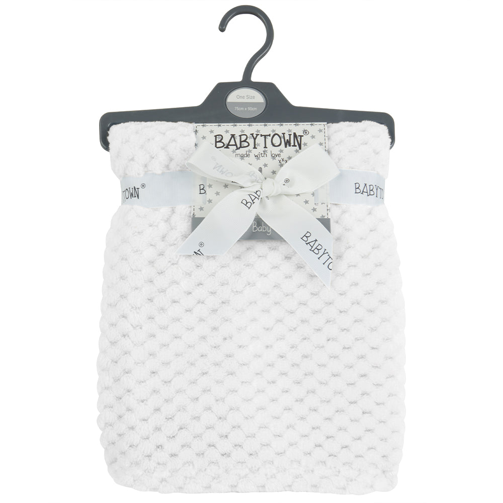 Baby White Waffle Plush Blanket