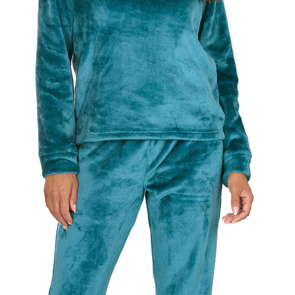 Ladies Teal Fleece Pyjama Set