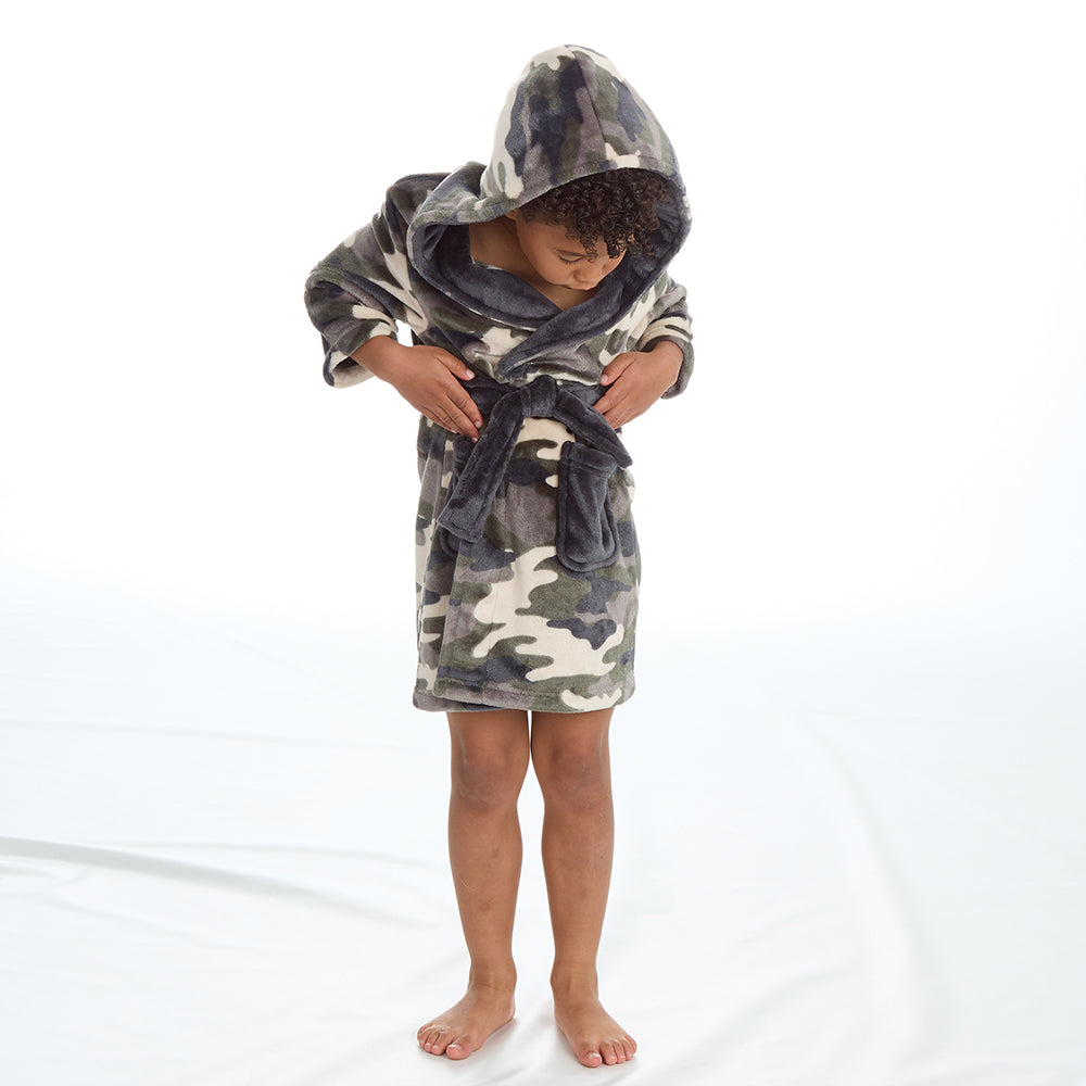 Infant Boys Khaki Camouflage Dressing Gown