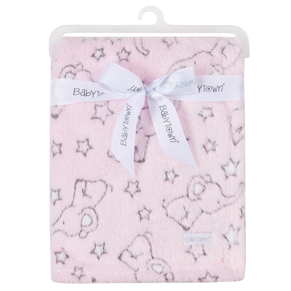 Baby Pink Elephant Jacquard Blanket