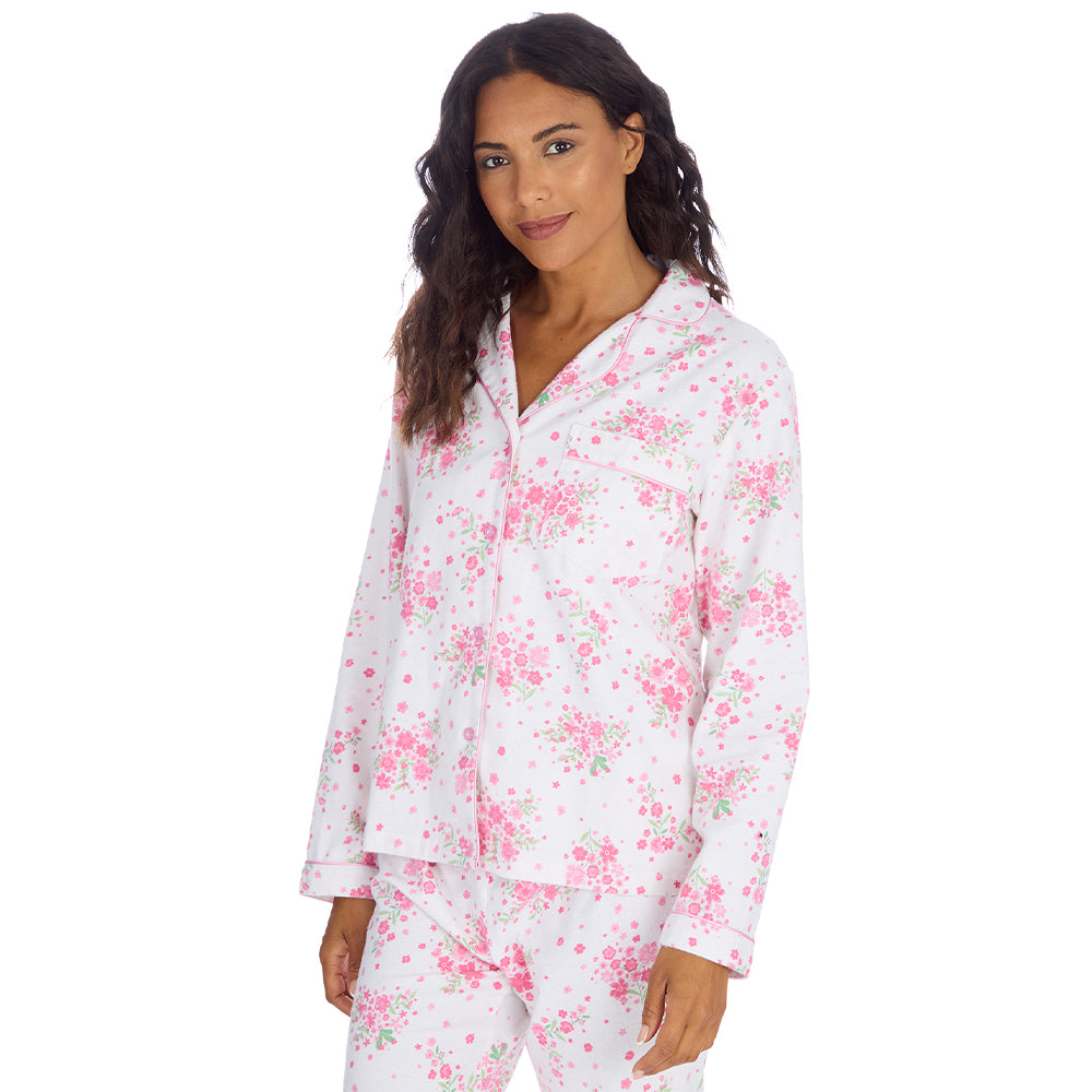 Ladies Floral Pink Serenity Cotton Pyjama Set