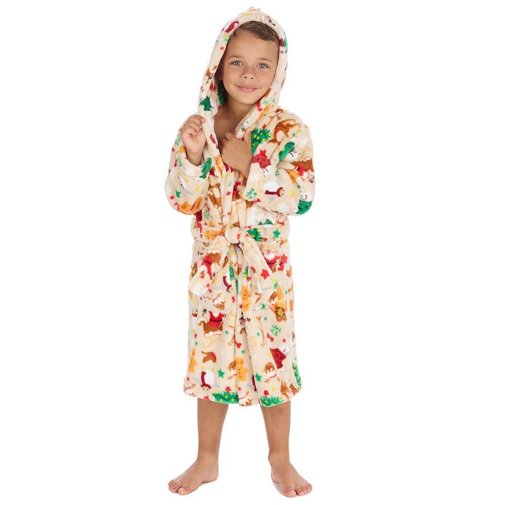 Boys Beige Christmas Dressing Gown