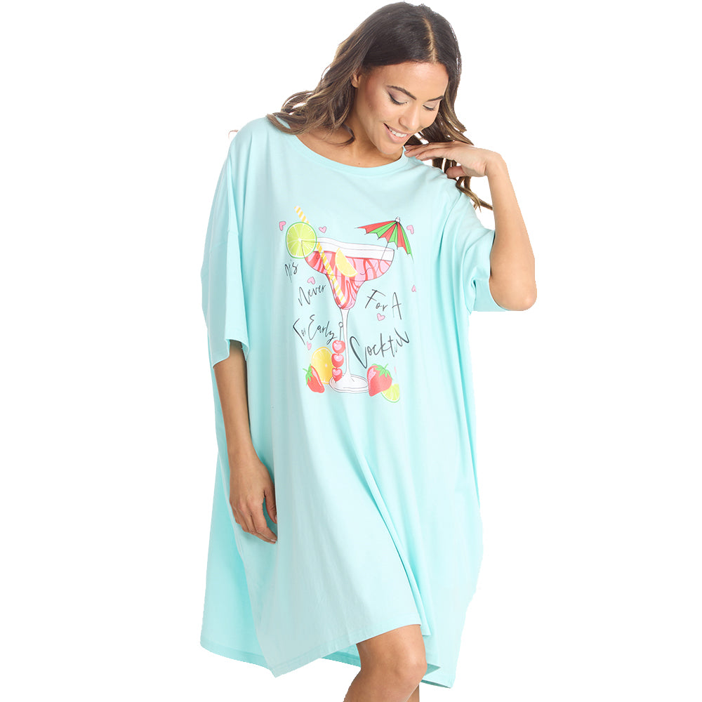 Ladies Cocktail Mint Oversize Sleep Tee