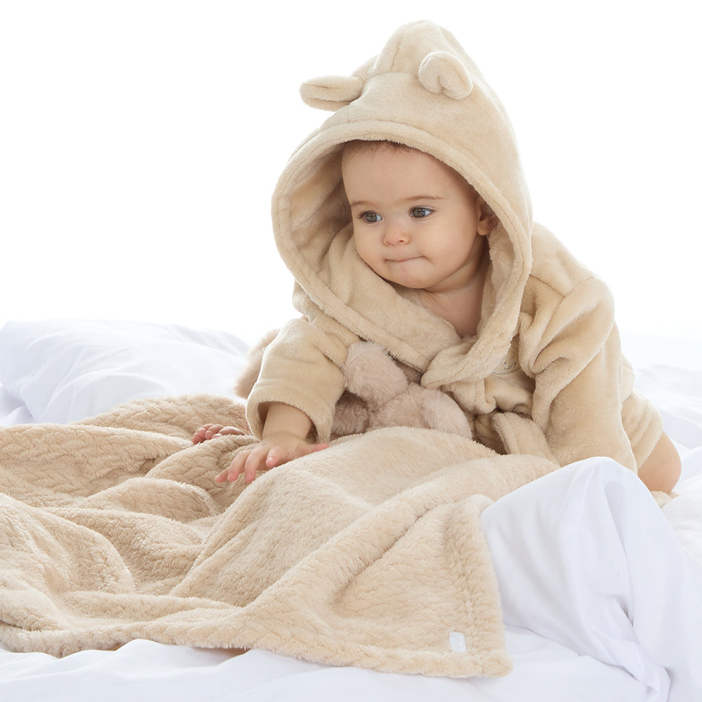 Personalised Baby Toffee Bear Ears Dressing Gown
