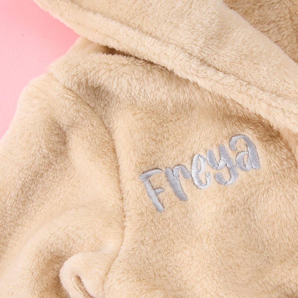 Personalised Baby Toffee Bear Ears Dressing Gown
