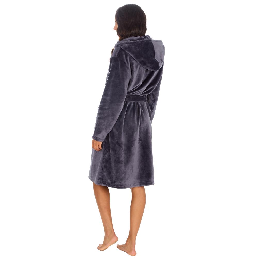Ladies Shimmer Charcoal Dressing Gown