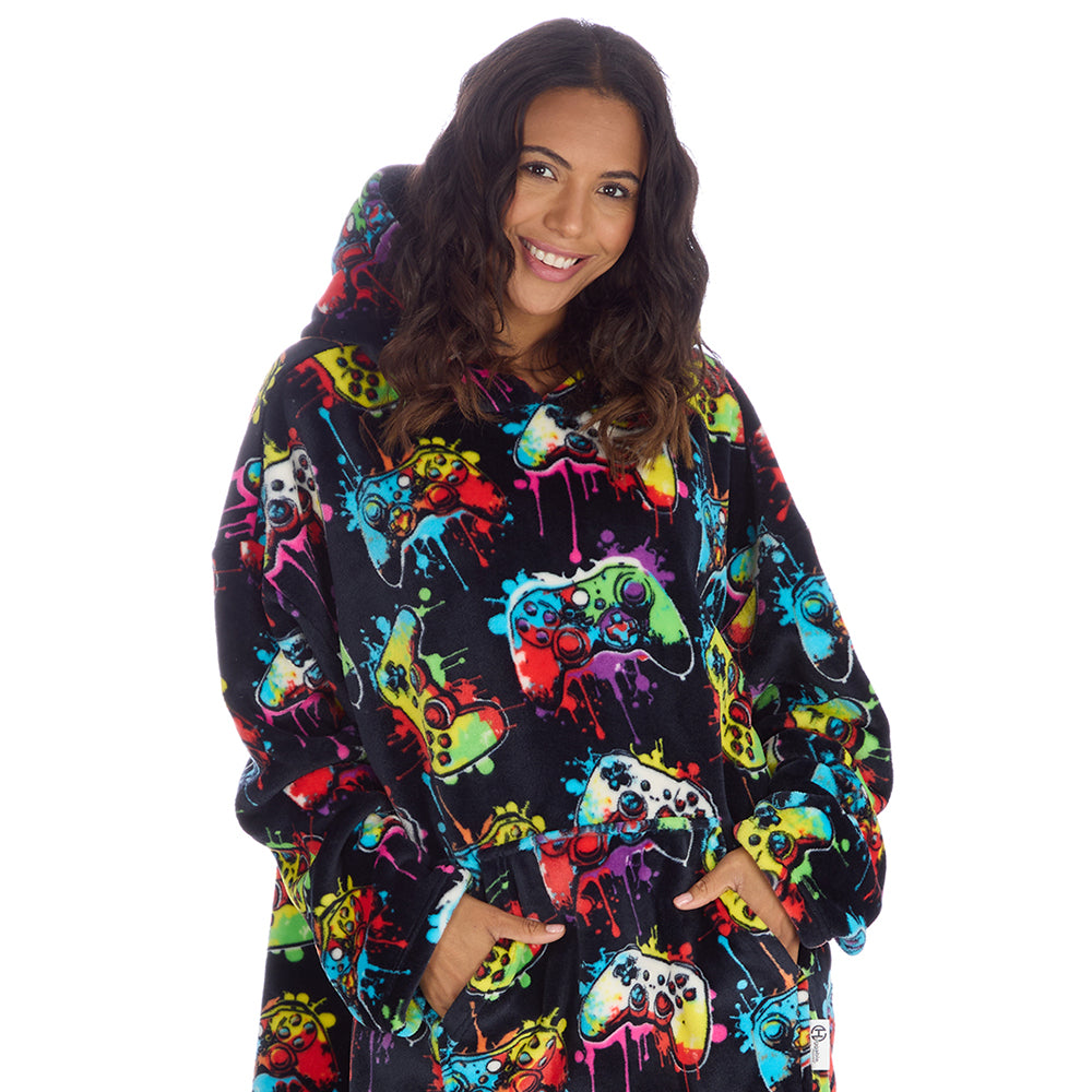Ladies Navy Gamer Blanket Hoodie