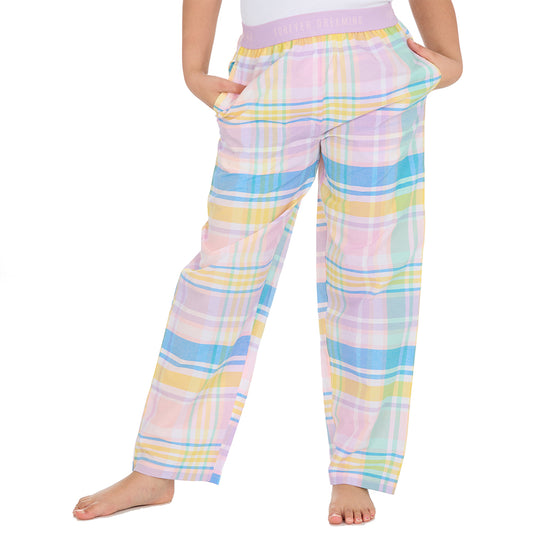 Girls Blush Check Woven Pyjama Bottoms