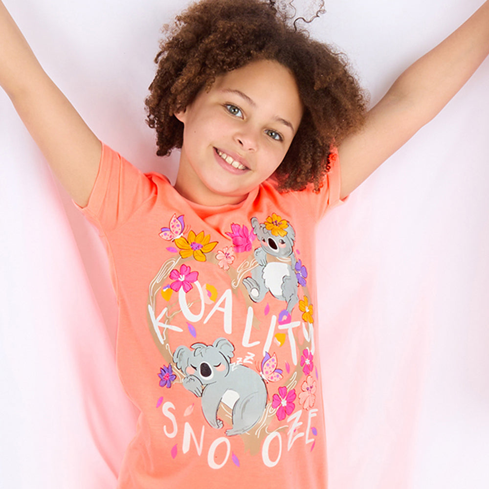 Girls Short Sleeve Koala Neon Nightie