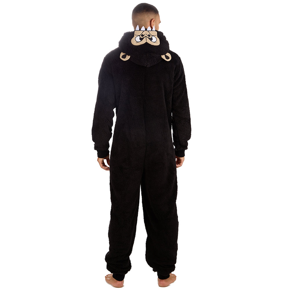 Mens Black Gorilla Fleece Onesie