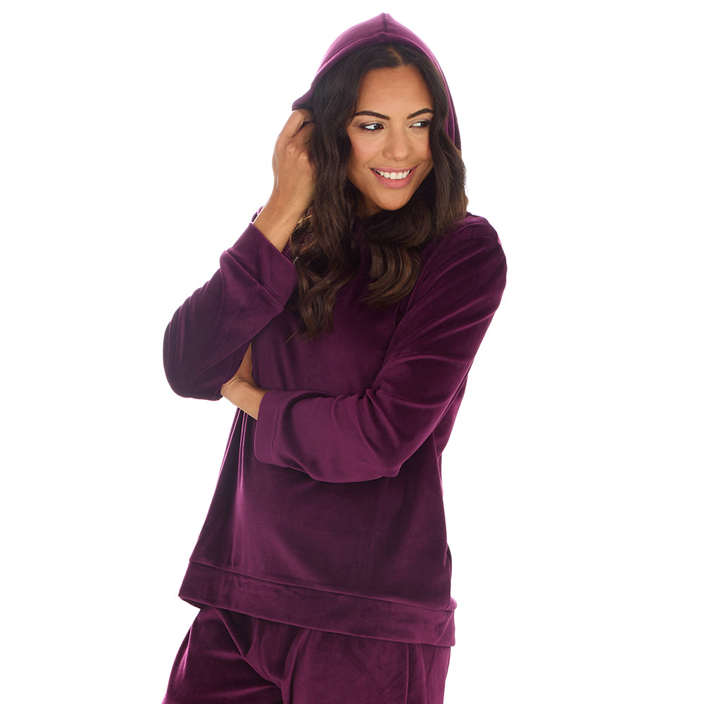 Ladies Plum Hooded Lounge Set