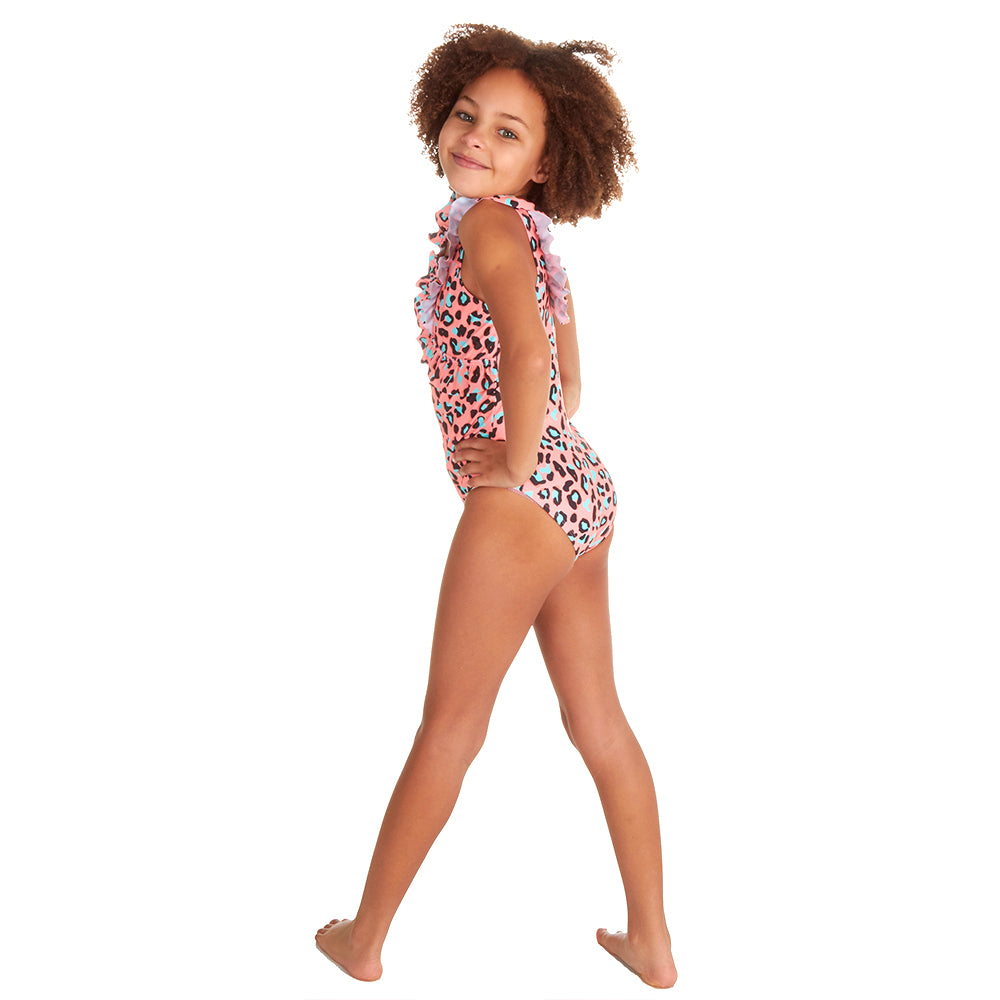 Kids Girls Leopard One Piece Swimsuit