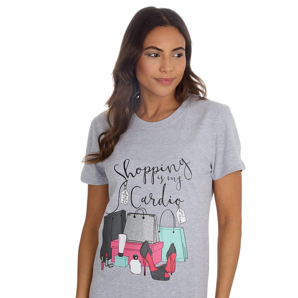 Ladies Short Sleeve Shopping Cardio Print Nightie