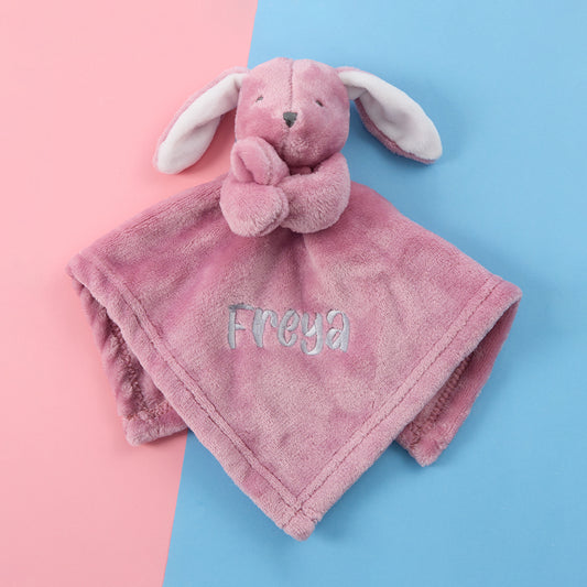 Personalised Baby Dusky Pink Bunny Comforter