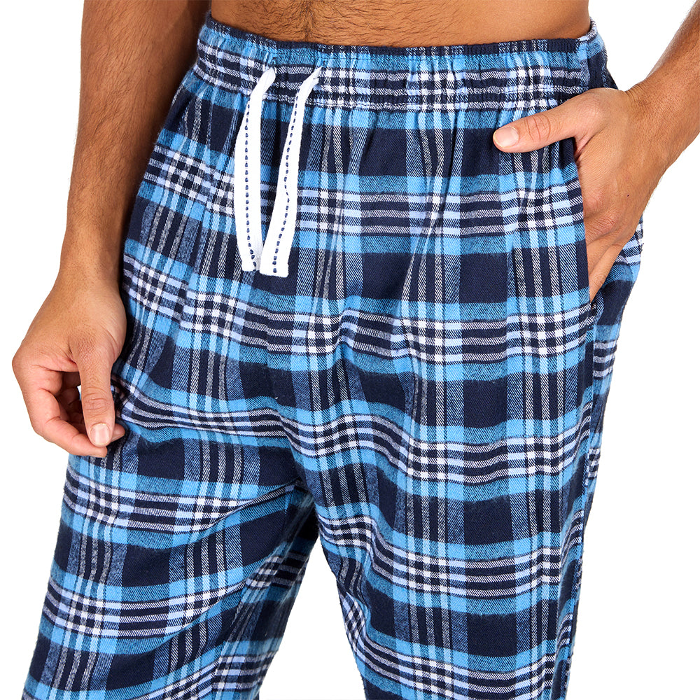 Mens Navy Check Jersey Pyjama Set