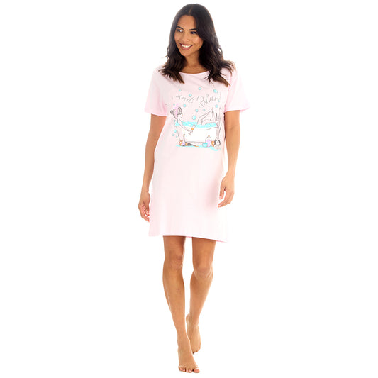 Ladies Relax Pink Cotton Sleep Tee
