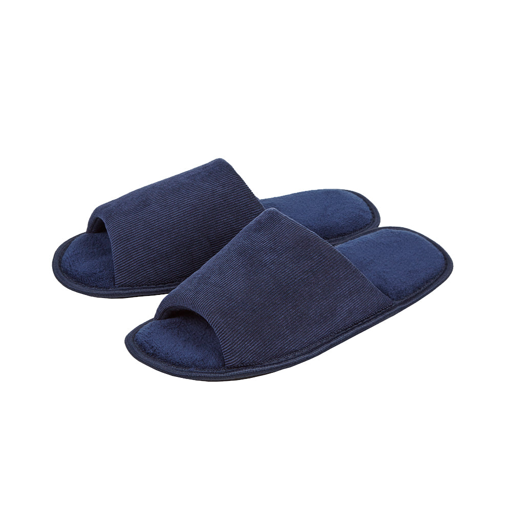 Mens Navy Corduroy Open Toe Slippers – Huggable Hoodie