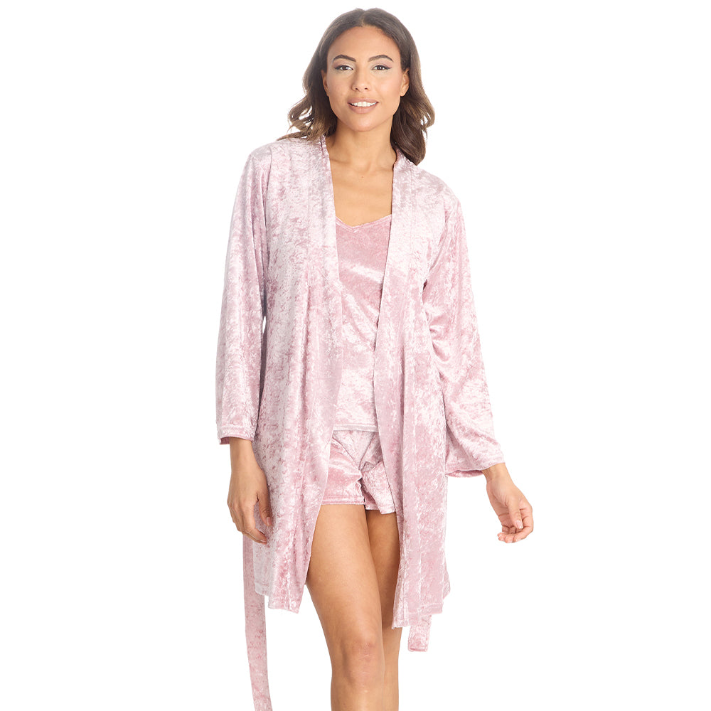 Ladies Luxury Pink Velvet Nightwear Set