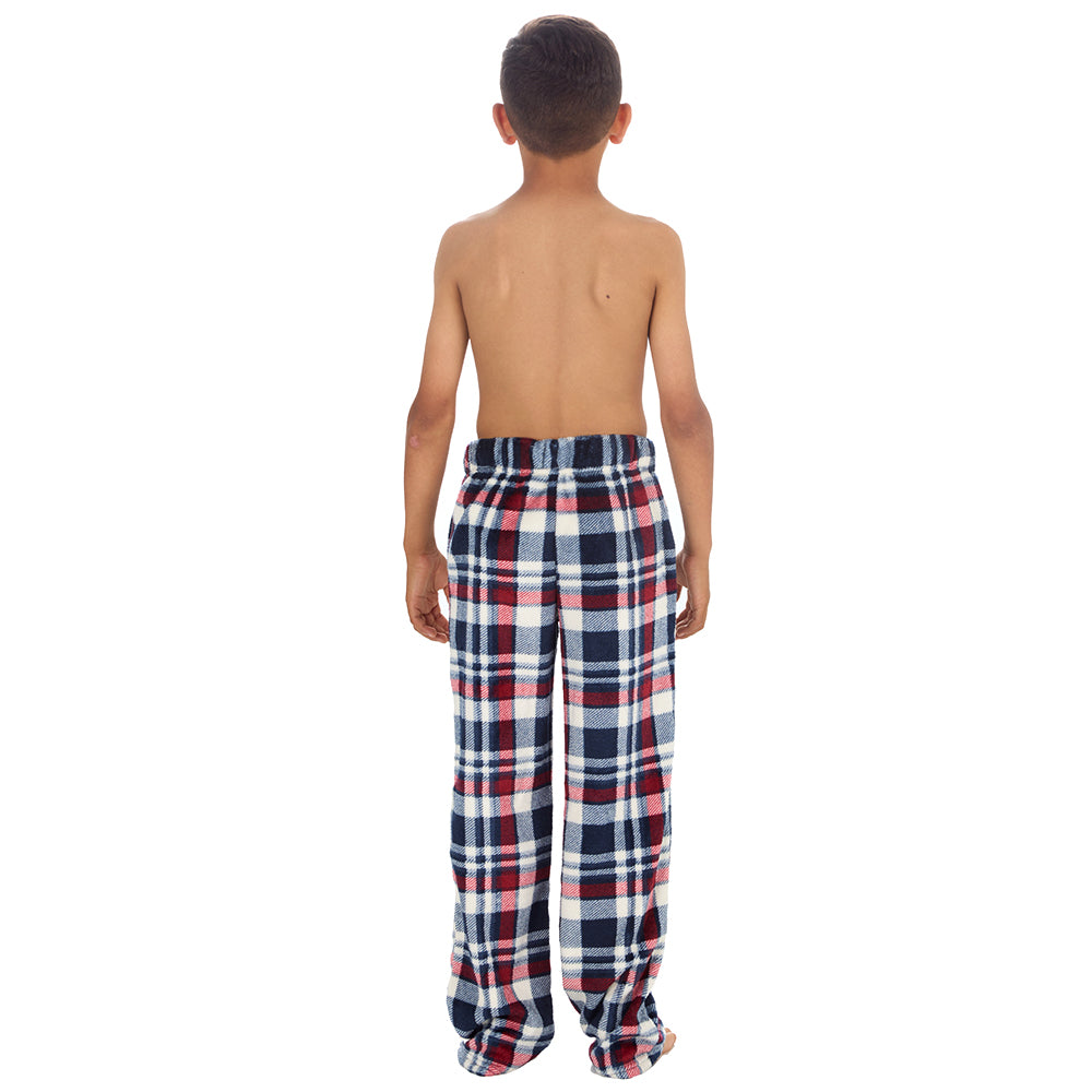 Boys Burgundy Check Fleece Pyjama Bottoms