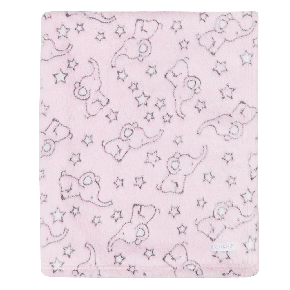 Baby Pink Elephant Jacquard Blanket